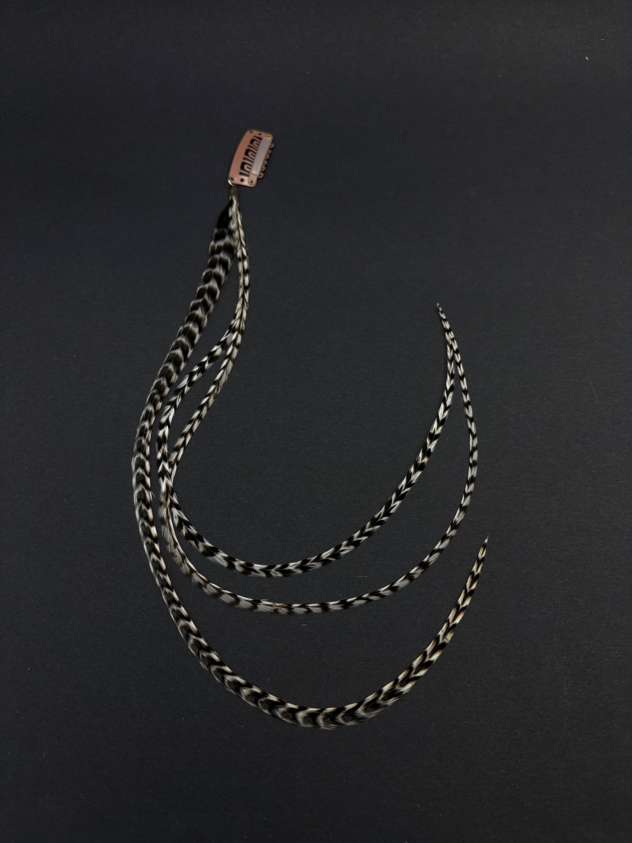 HuruHuru hajbatoll csitt csatt, hajbatoll csatt, hajdísz, hajékszer, tollas hajdísz.