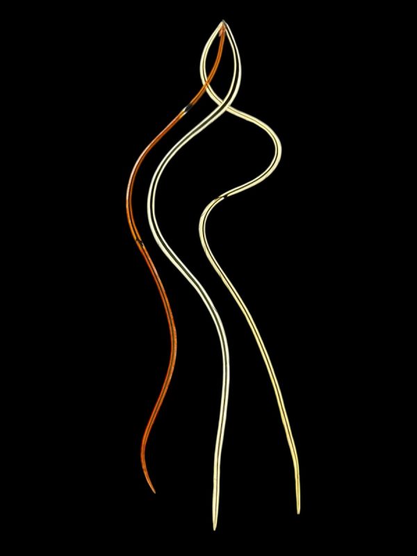 Hajbatoll - XXL - 30 Natúr homok barna, vöröses barna valódi madártoll Hajbatoll 3 darabos szett fekete háttéren fotózva